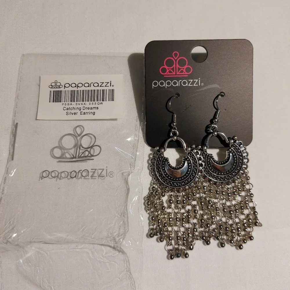 Paparazzi Silver Chandelier Earrings Catching Dreams NWT